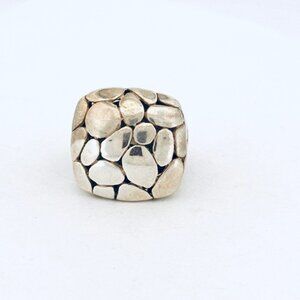 Estate Vintage Sterling Silver 925 Cobbled Stone Dome Ring Size 6, 10g Chunky